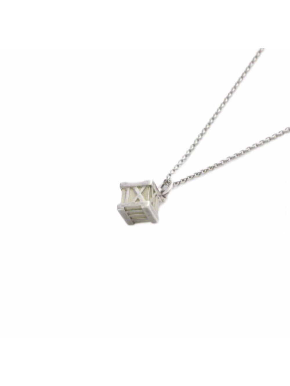 Tiffany & Co Atlas Cube Pendant 925 Sterling Silver